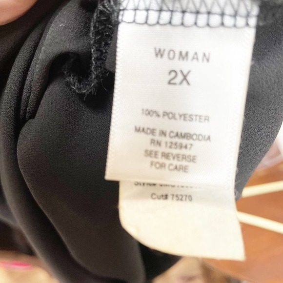 Roz & Ali Ruffle Sleeve Blouse Black NWT Size 2X - Picture 11 of 13